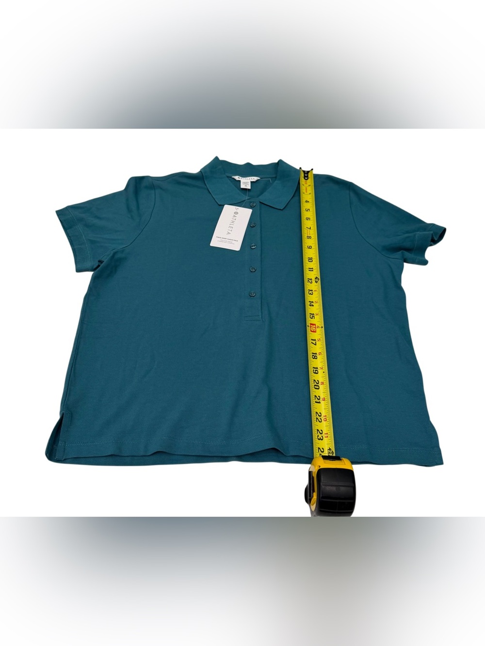 Athleta Teal Short-Sleeve Button Polo